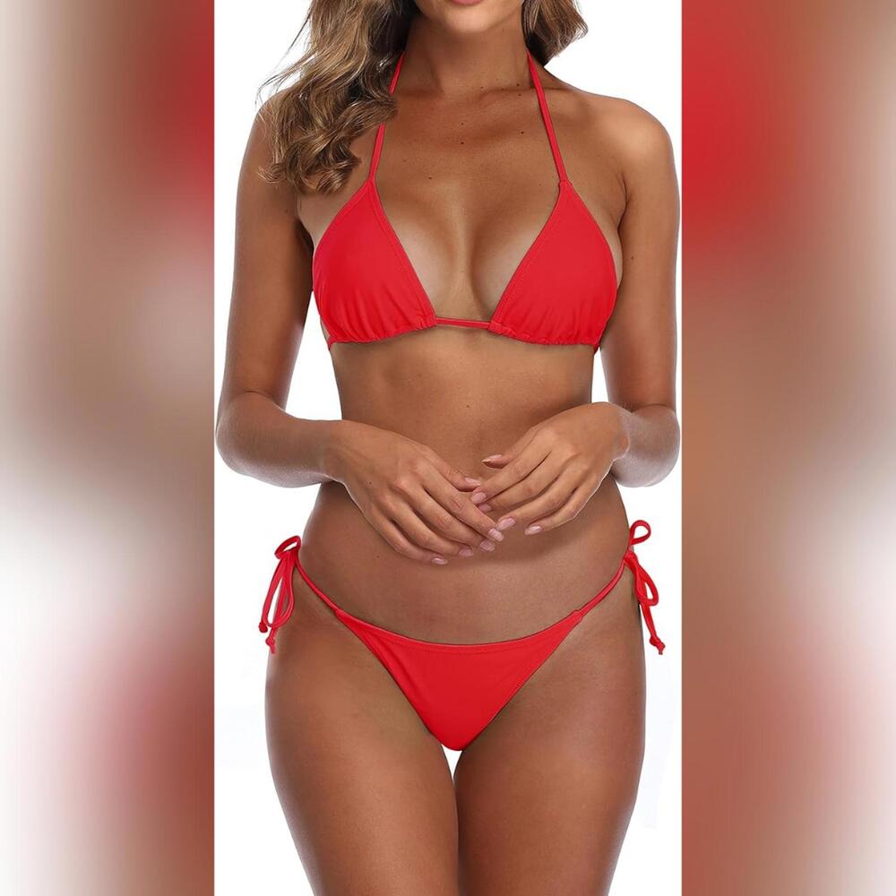 NWT SHERRYLO Triangle Top Brazilian String Thong Bikini Swimsuit, Large